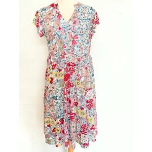 UVN Women Red Floral Wrap V-Neck Flutter Sleeve A-Line Mini Dress Size L NWT Y2k